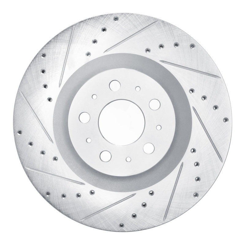 R1 20-25 Tesla Model Y Front Left Drilled & Slotted Silver Brake Rotor