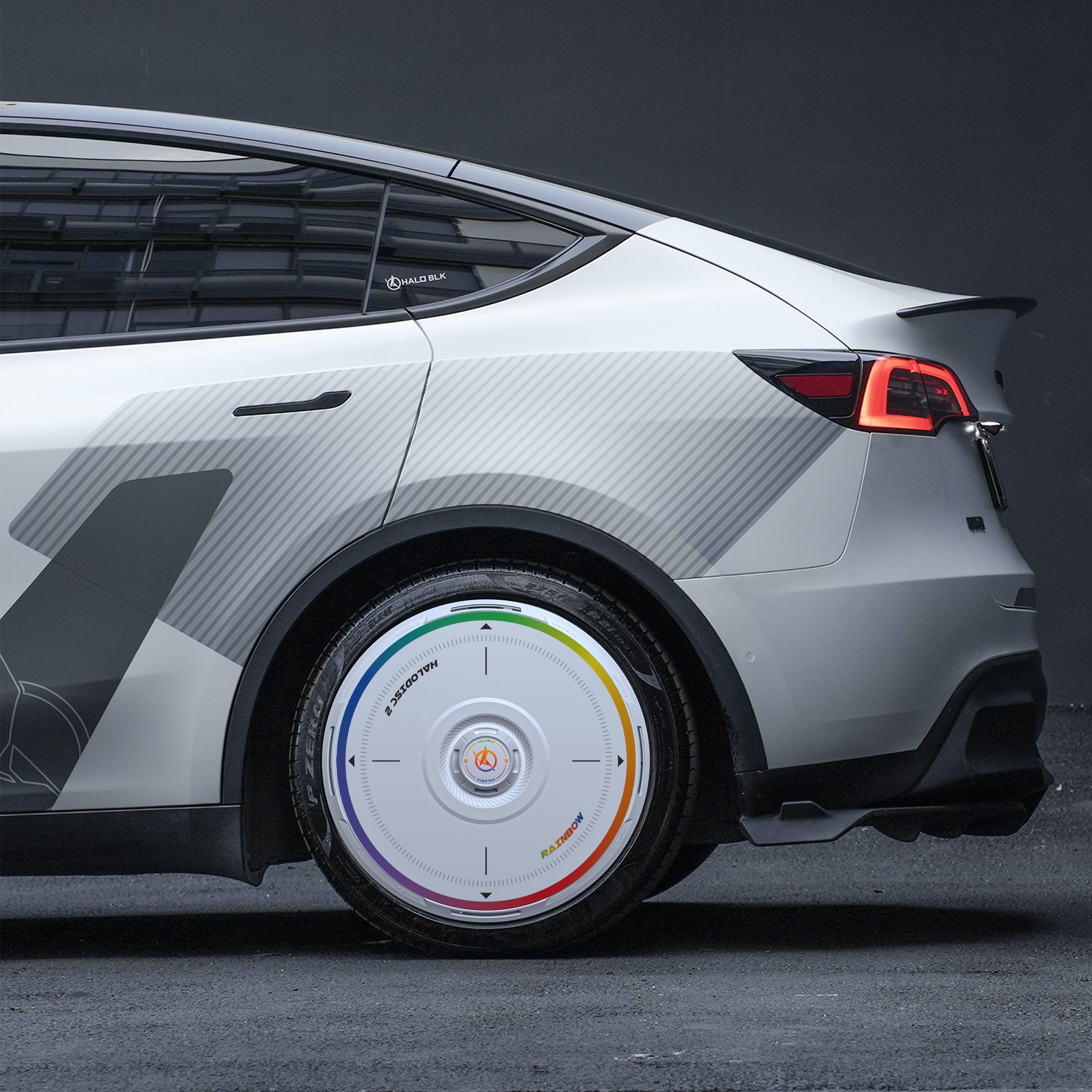 HALODISC 2 Wheel Covers for Tesla Model Y 19" Gemini Wheels丨Rainbow Road