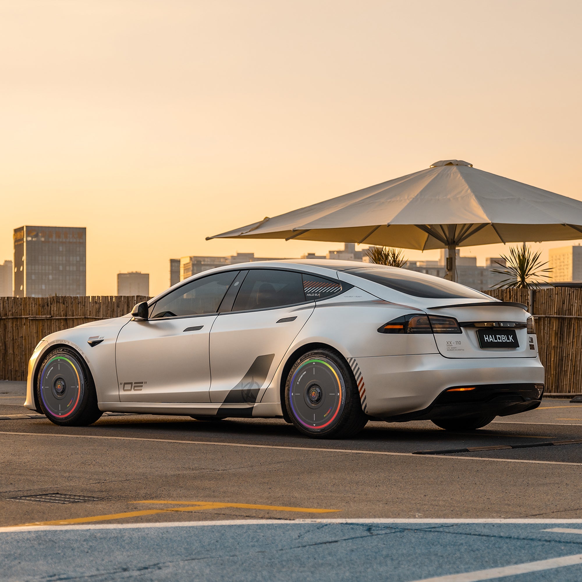 HALODISC 2 Wheel Covers for Tesla Model S 19" Slipstream Wheels丨Rainbow Road