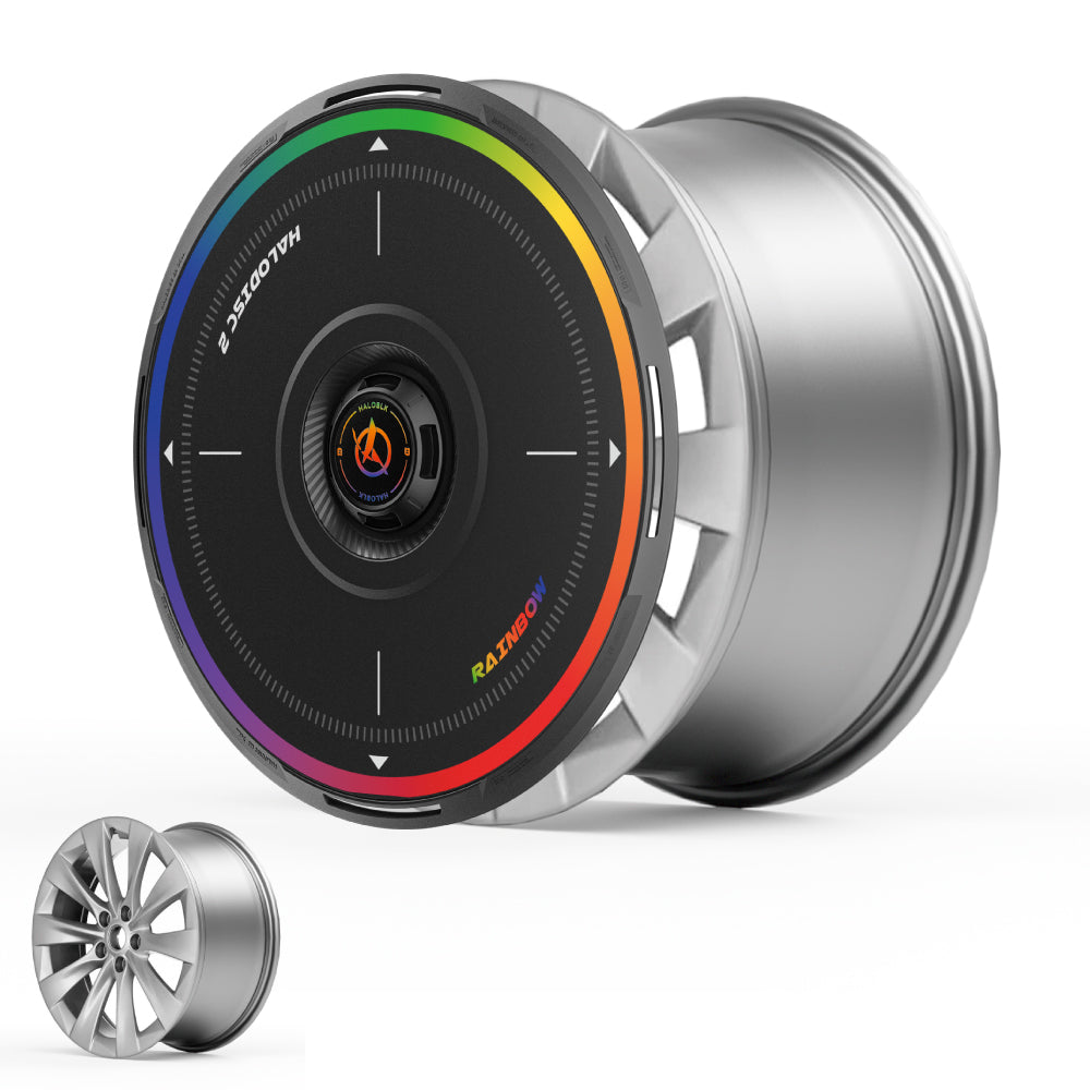 HALODISC 2 Wheel Covers for Tesla Model X 2016-2020 20" Slipstream Wheels丨Rainbow Road