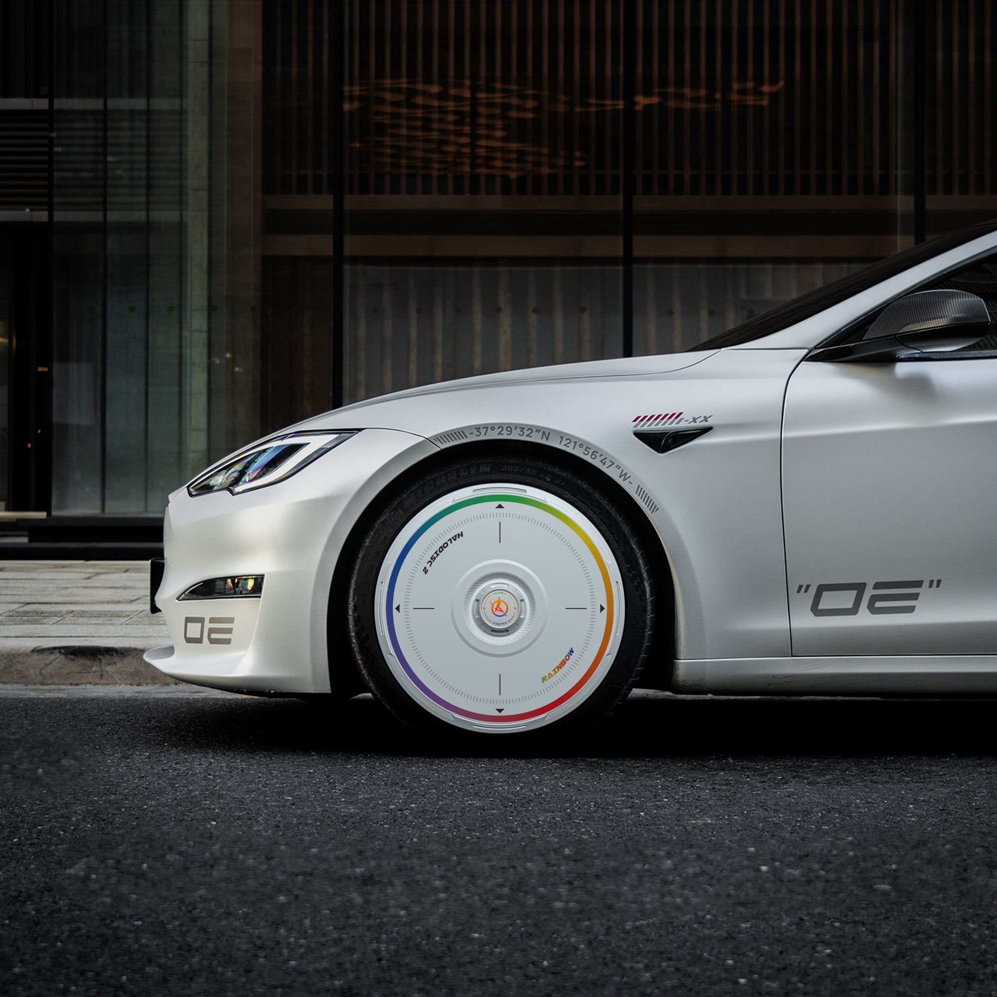 HALODISC 2 Wheel Covers for Tesla Model S 19" Magnetite Wheels丨Rainbow Road