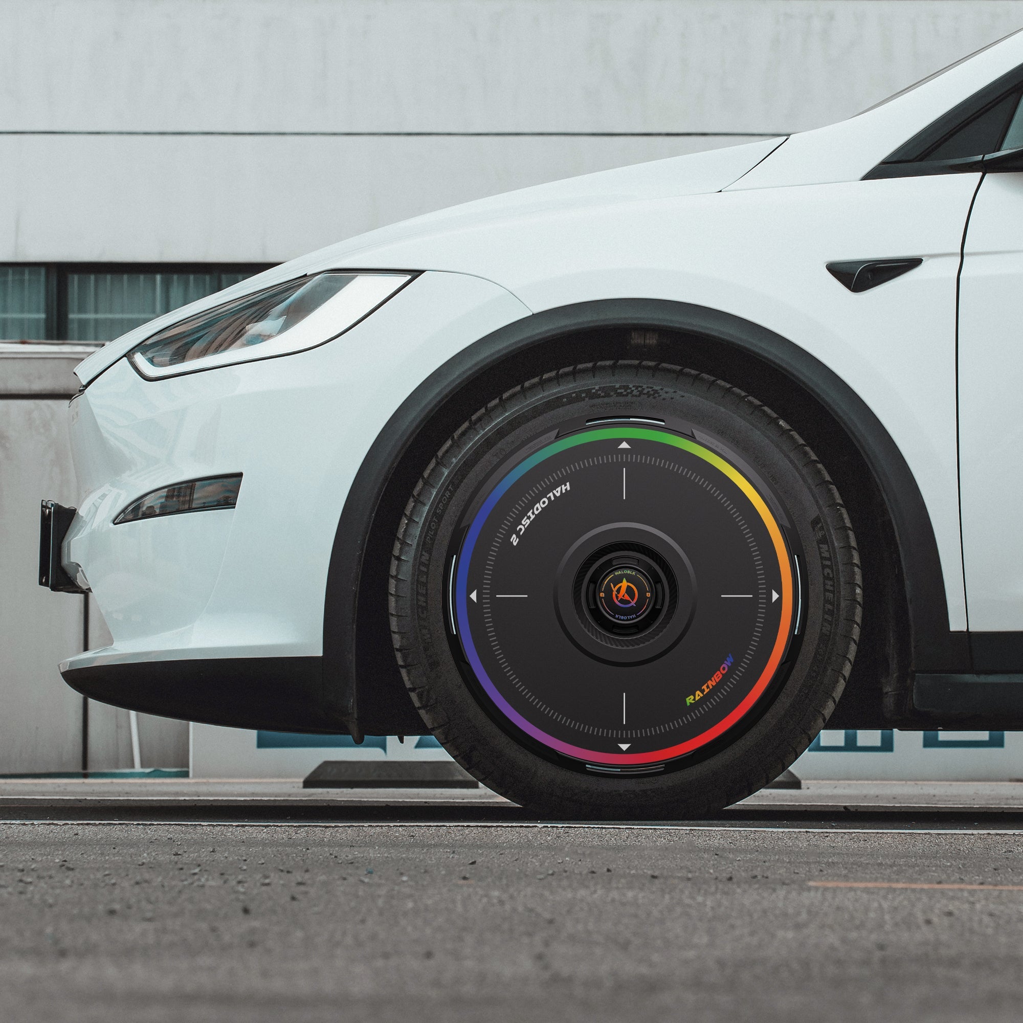 HALODISC 2 Wheel Covers for Tesla Model X 2021-2025 20" Perihelix Wheels丨Rainbow Road