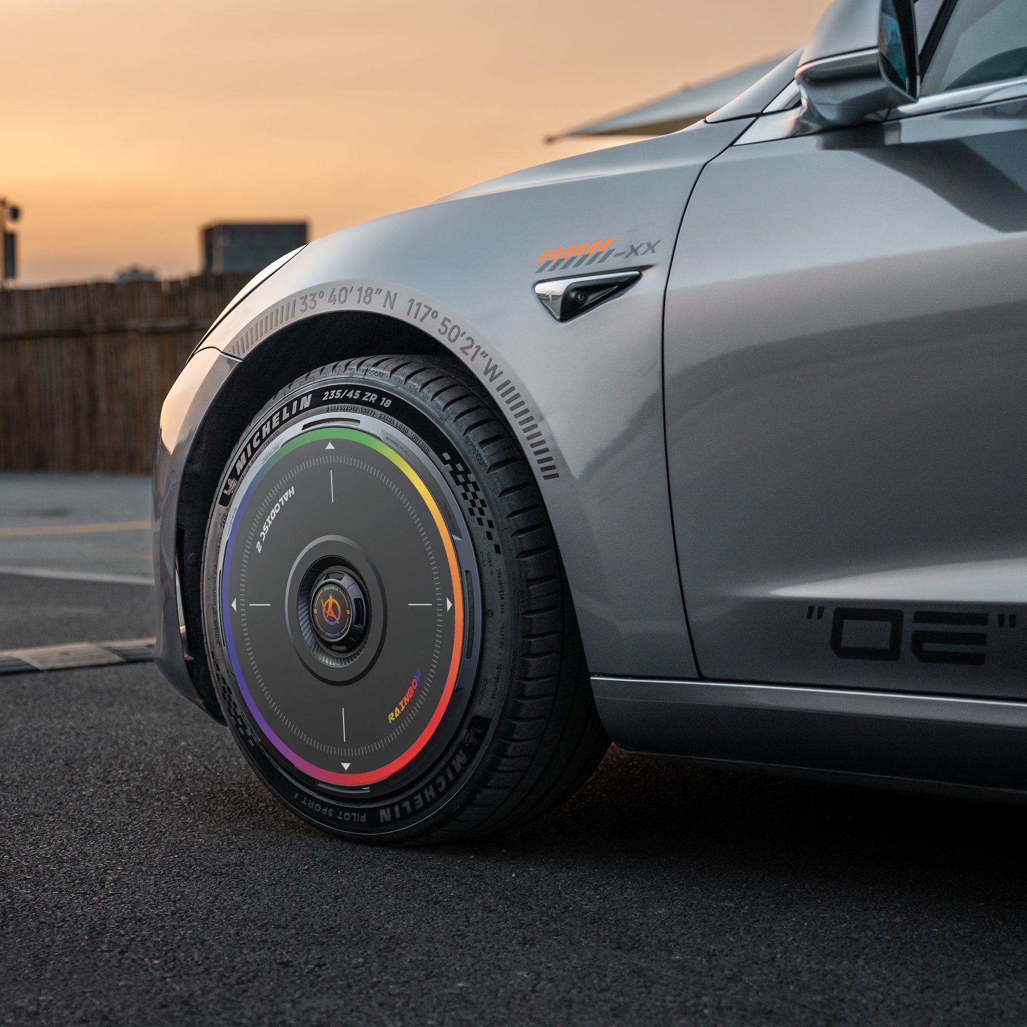 HALODISC 2 Wheel Covers for Tesla Model 3 2017-2018 19" Performance Wheels丨Rainbow Road