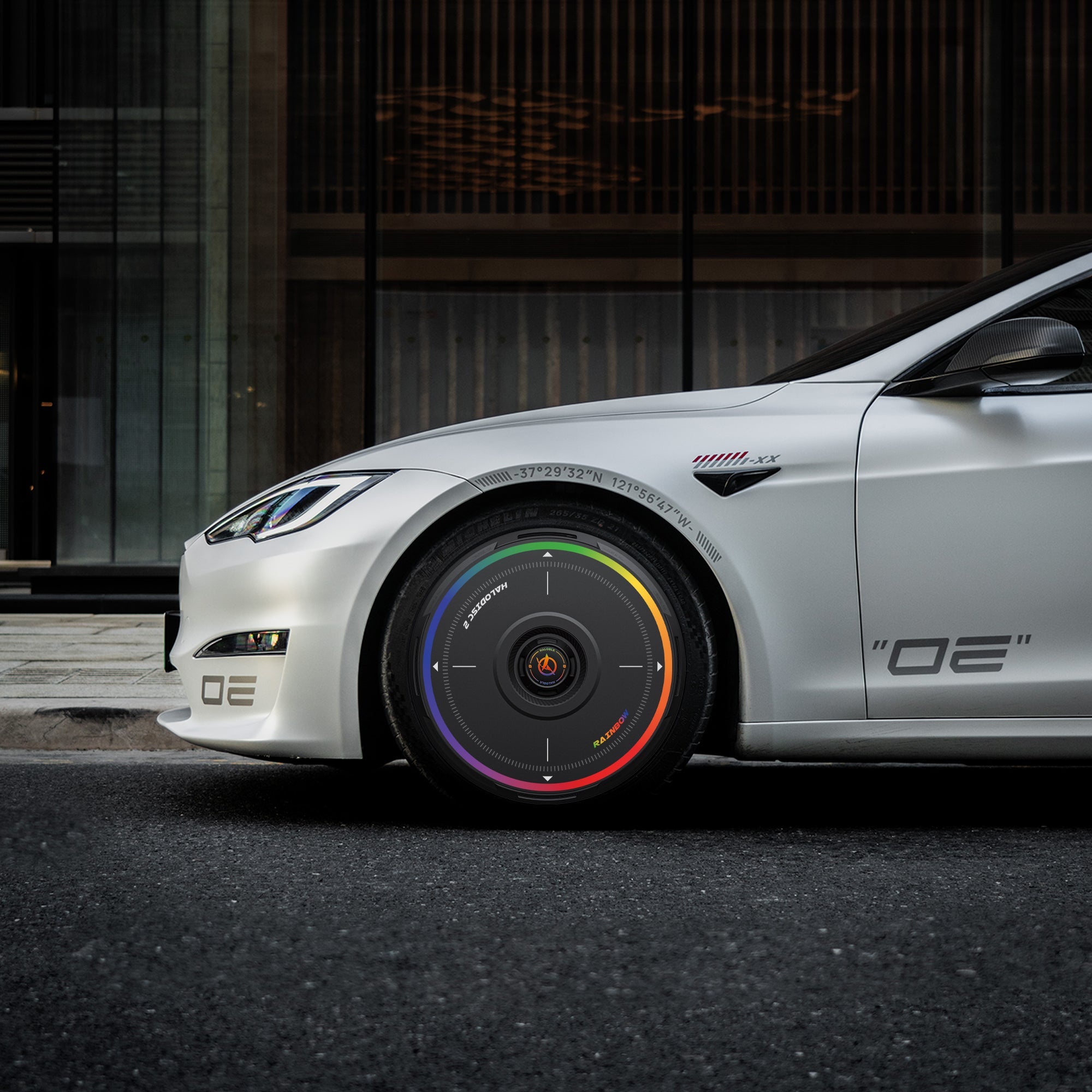 HALODISC 2 Wheel Covers for Tesla Model S 21" Arachnid Wheels丨Rainbow Road