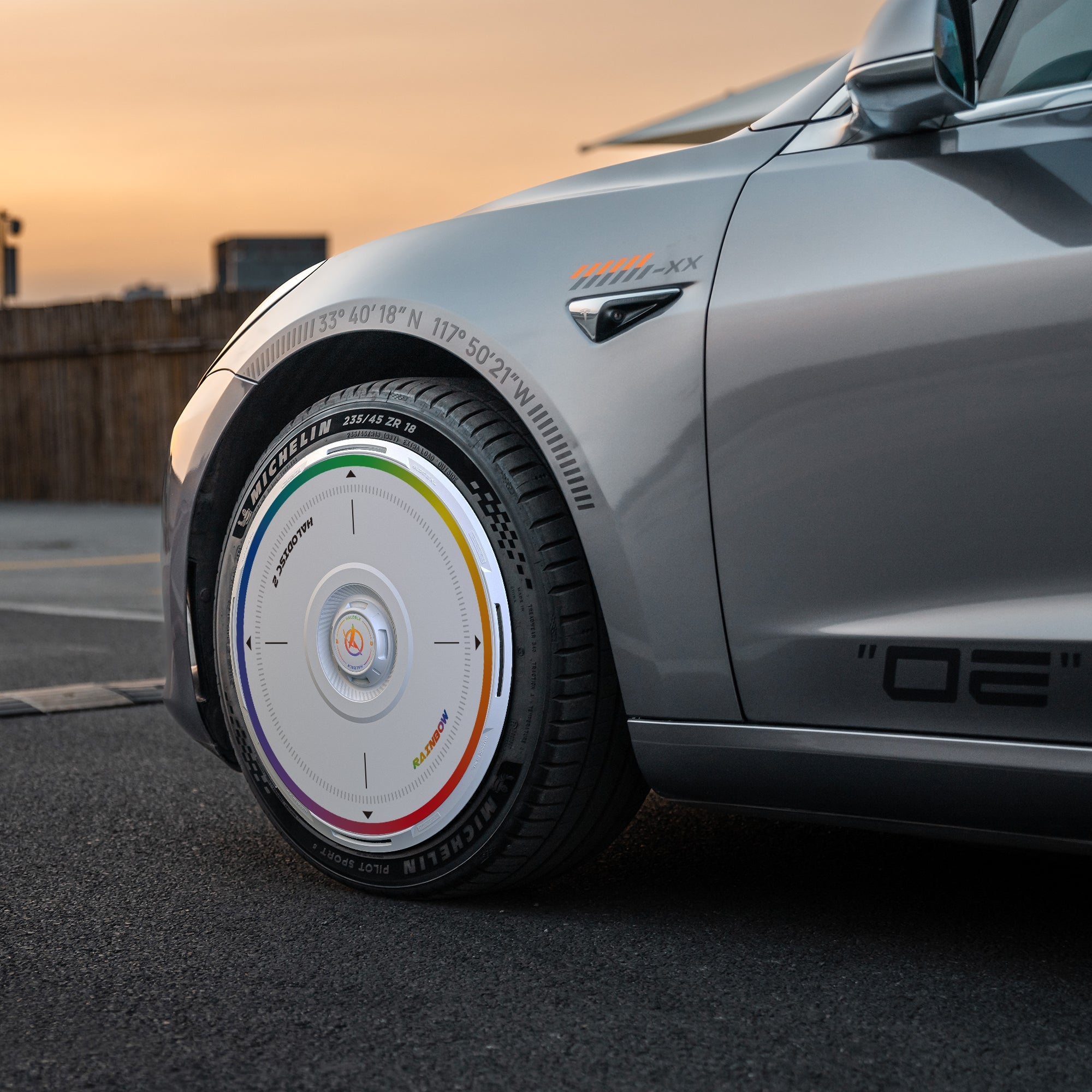 HALODISC 2 Wheel Covers for Tesla Model 3 2021-2023 20" Überturbine Wheels丨Rainbow Road