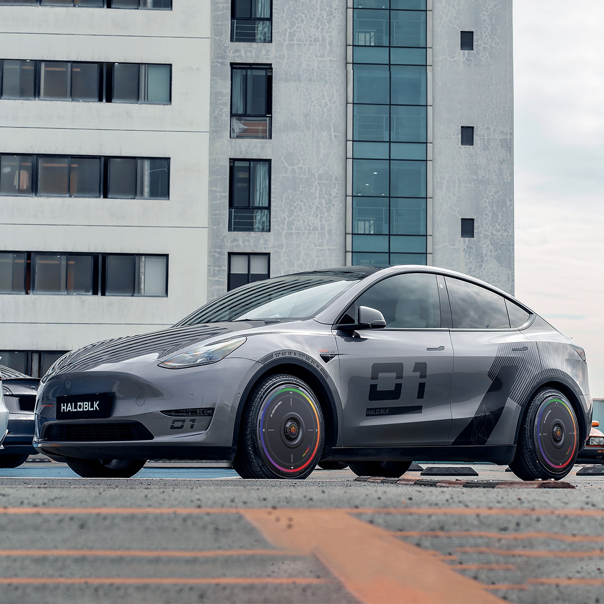 HALODISC 2 Wheel Covers for Tesla Model Y 21" Überturbine Wheels丨Rainbow Road