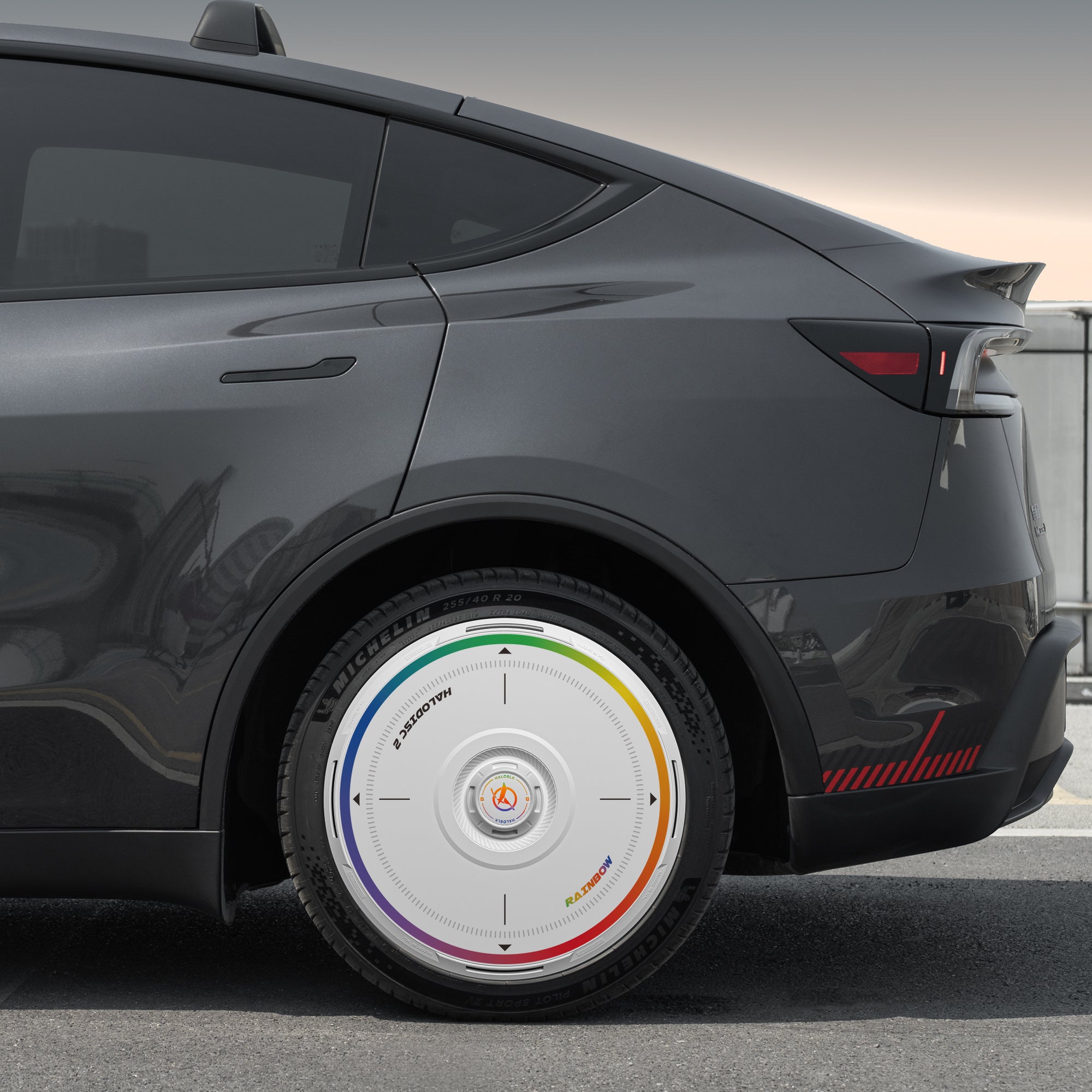 HALODISC 2 Wheel Covers for Tesla Model Y Juniper 19" Crossflow Wheels丨Rainbow Road