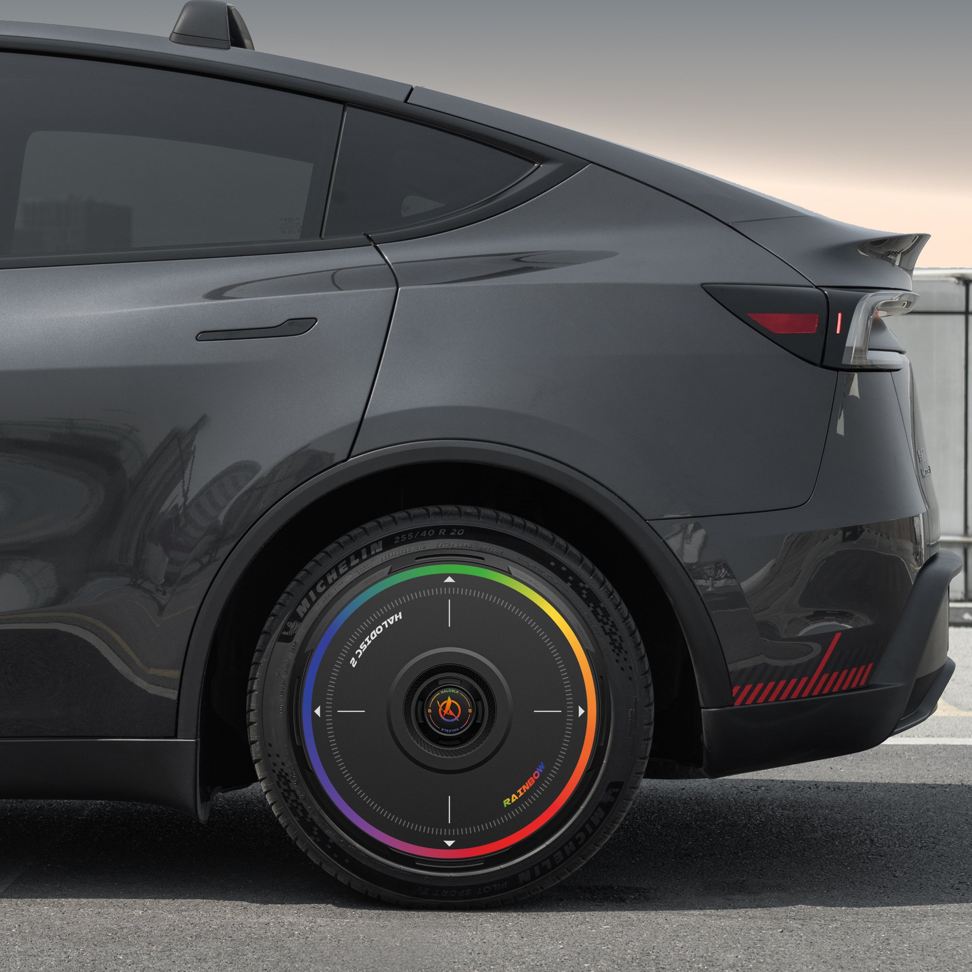 HALODISC 2 Wheel Covers for Tesla Model Y Juniper 19" Crossflow Wheels丨Rainbow Road