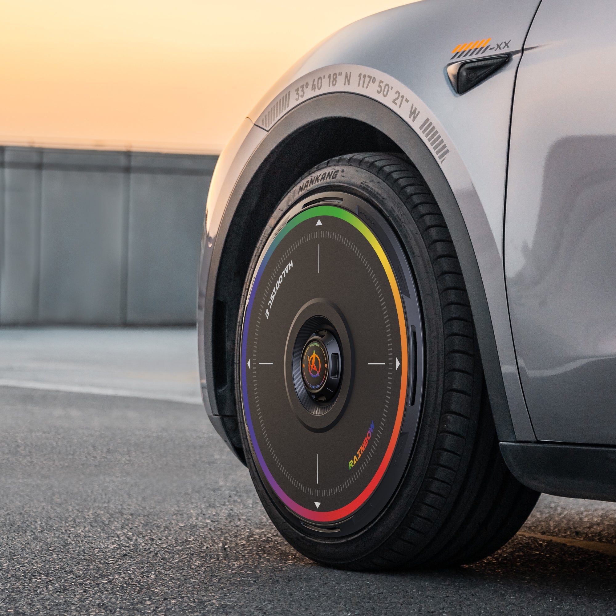 HALODISC 2 Wheel Covers for Tesla Model Y 19" Gemini Wheels丨Rainbow Road