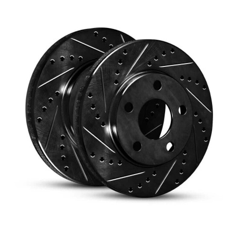 R1 2021-2024 Tesla Model X Front Left Drilled & Slotted Black Brake Rotor