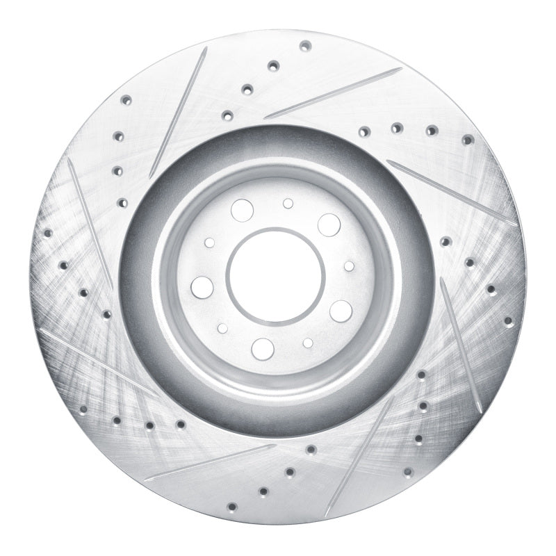 R1 20-25 Tesla Model Y Front Right Drilled & Slotted Silver Brake Rotor