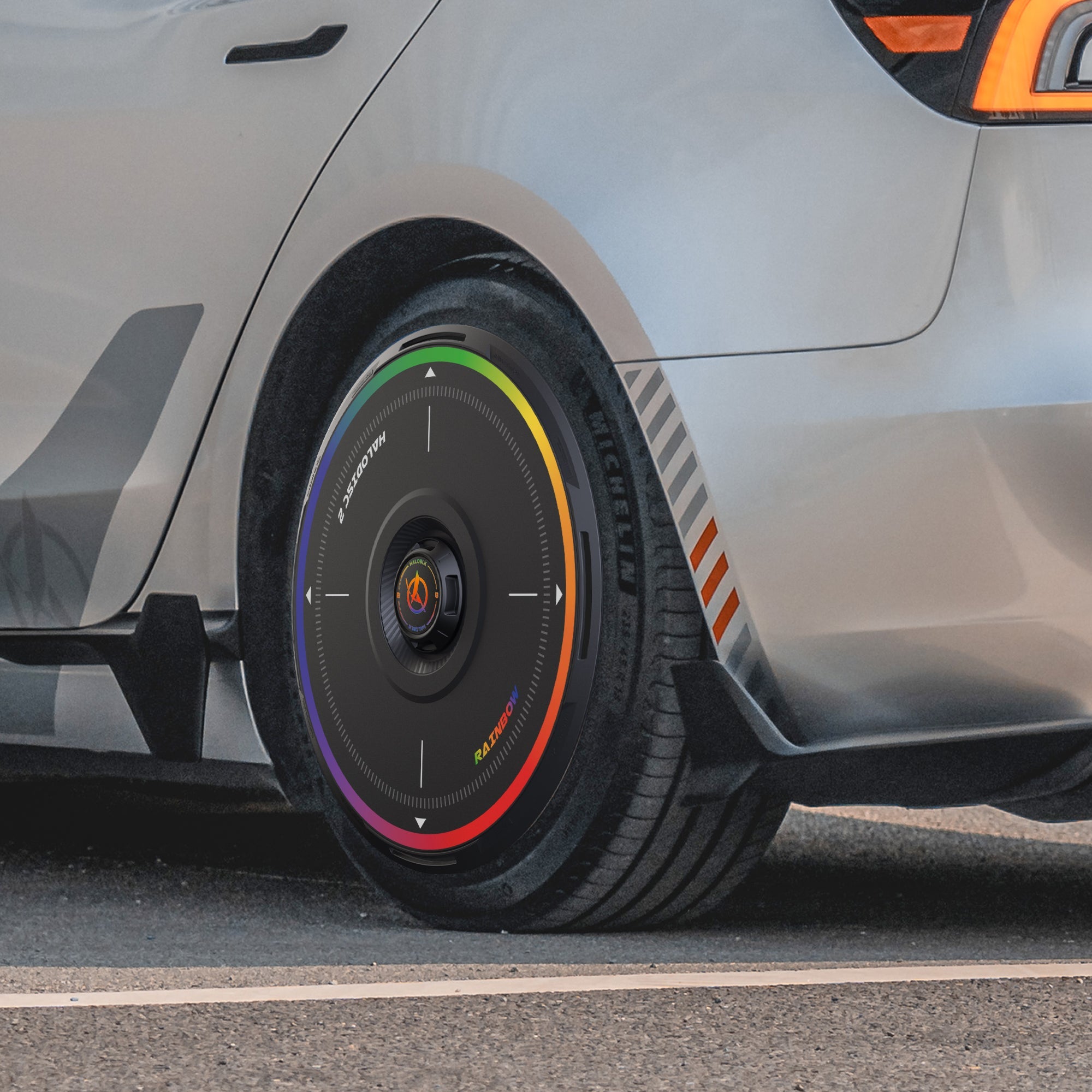 HALODISC 2 Wheel Covers for Tesla Model 3 Highland 19" Nova Wheels丨Rainbow Road