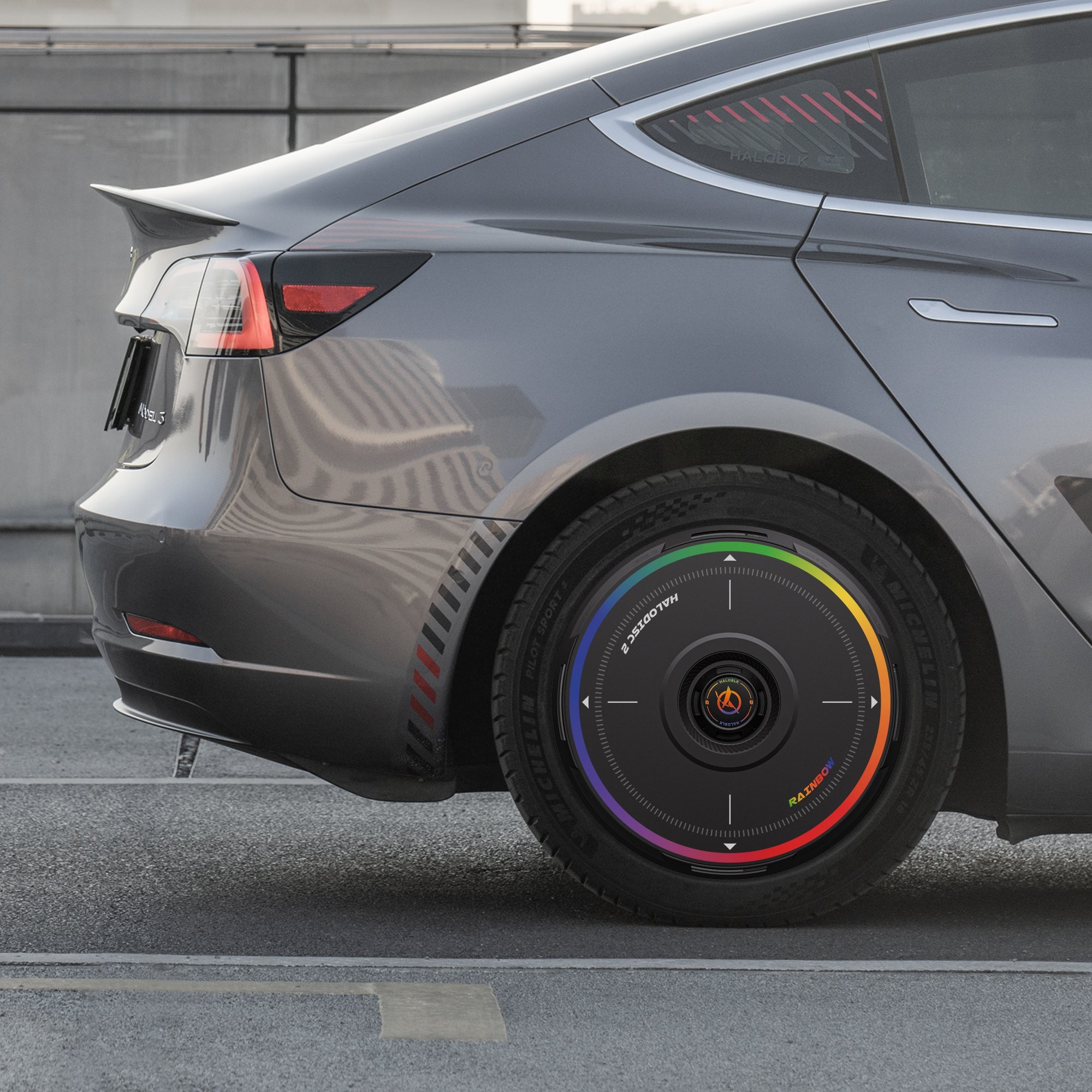 HALODISC 2 Wheel Covers for Tesla Model 3 2018-2023 20" Performance Wheels丨Rainbow Road