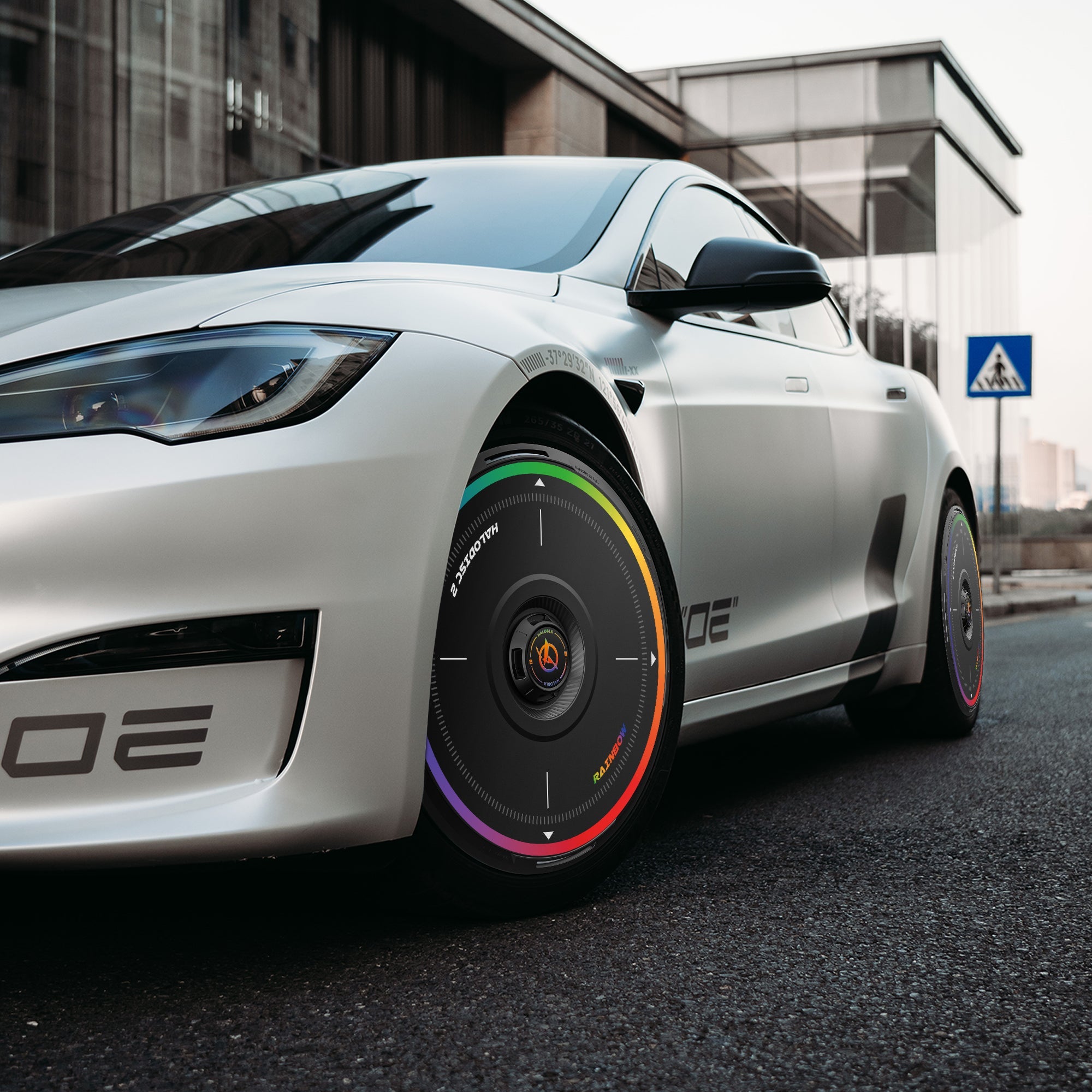 HALODISC 2 Wheel Covers for Tesla Model S 19" Slipstream Wheels丨Rainbow Road