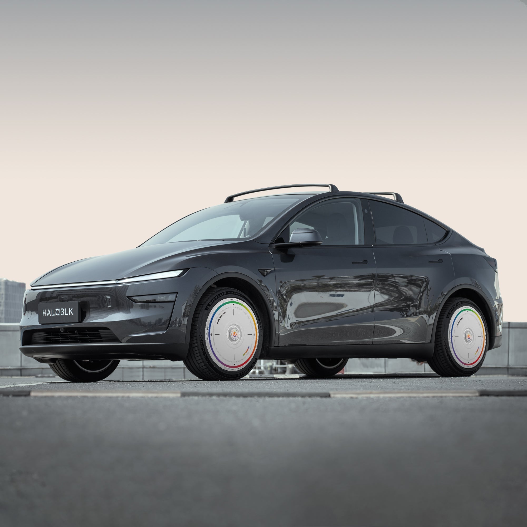 HALODISC 2 Wheel Covers for Tesla Model Y Juniper 19" Crossflow Wheels丨Rainbow Road
