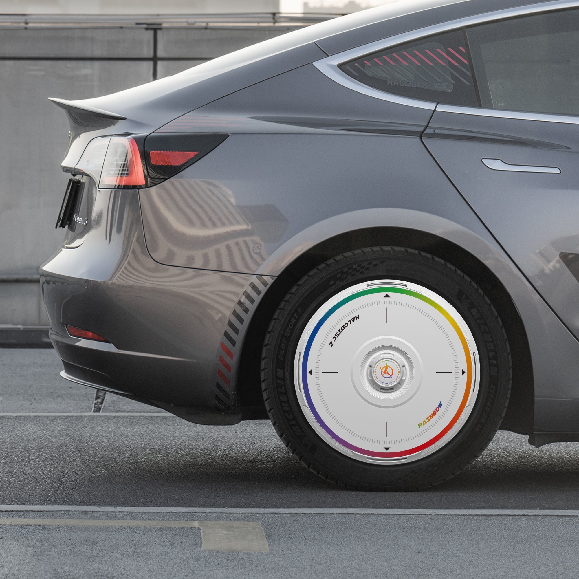HALODISC 2 Wheel Covers for Tesla Model 3 2018-2023 20" Performance Wheels丨Rainbow Road