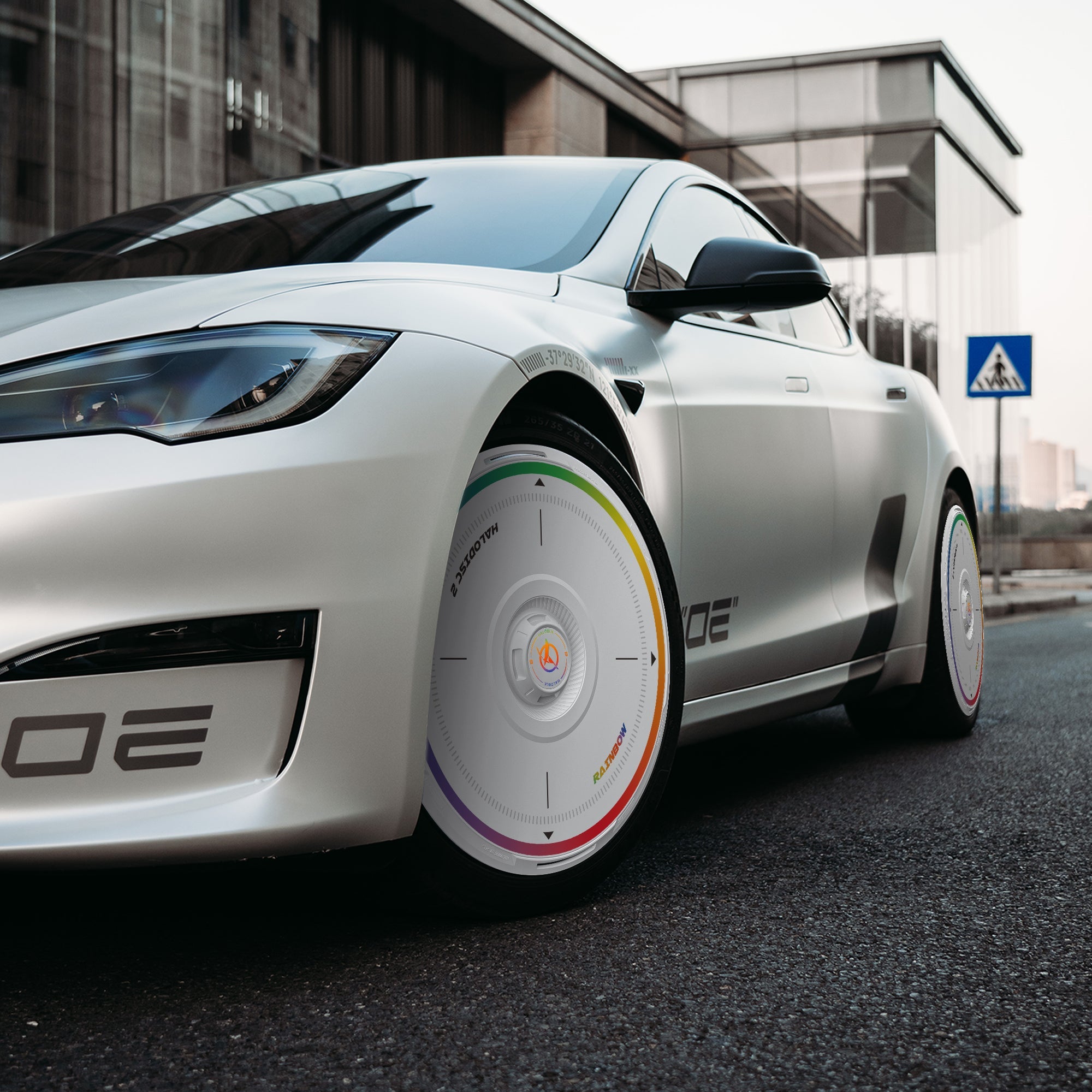 HALODISC 2 Wheel Covers for Tesla Model S 21" Velarium Wheels丨Rainbow Road