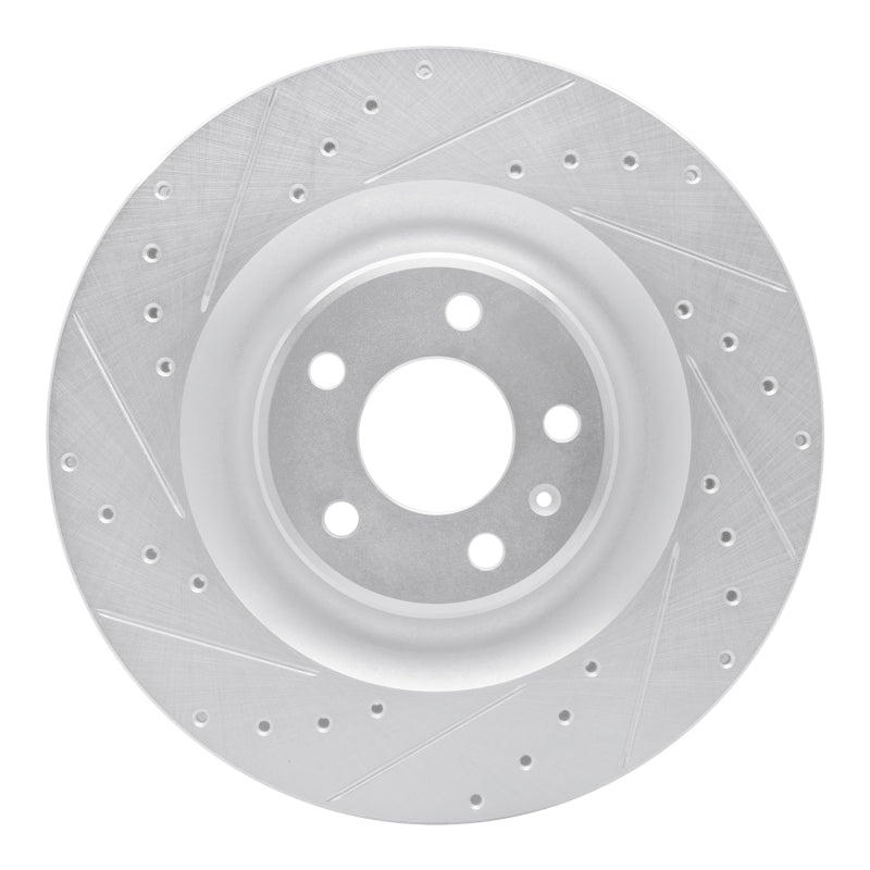 R1 17-25 Audi e-Tron S Rear Left Drilled & Slotted Silver Brake Rotor