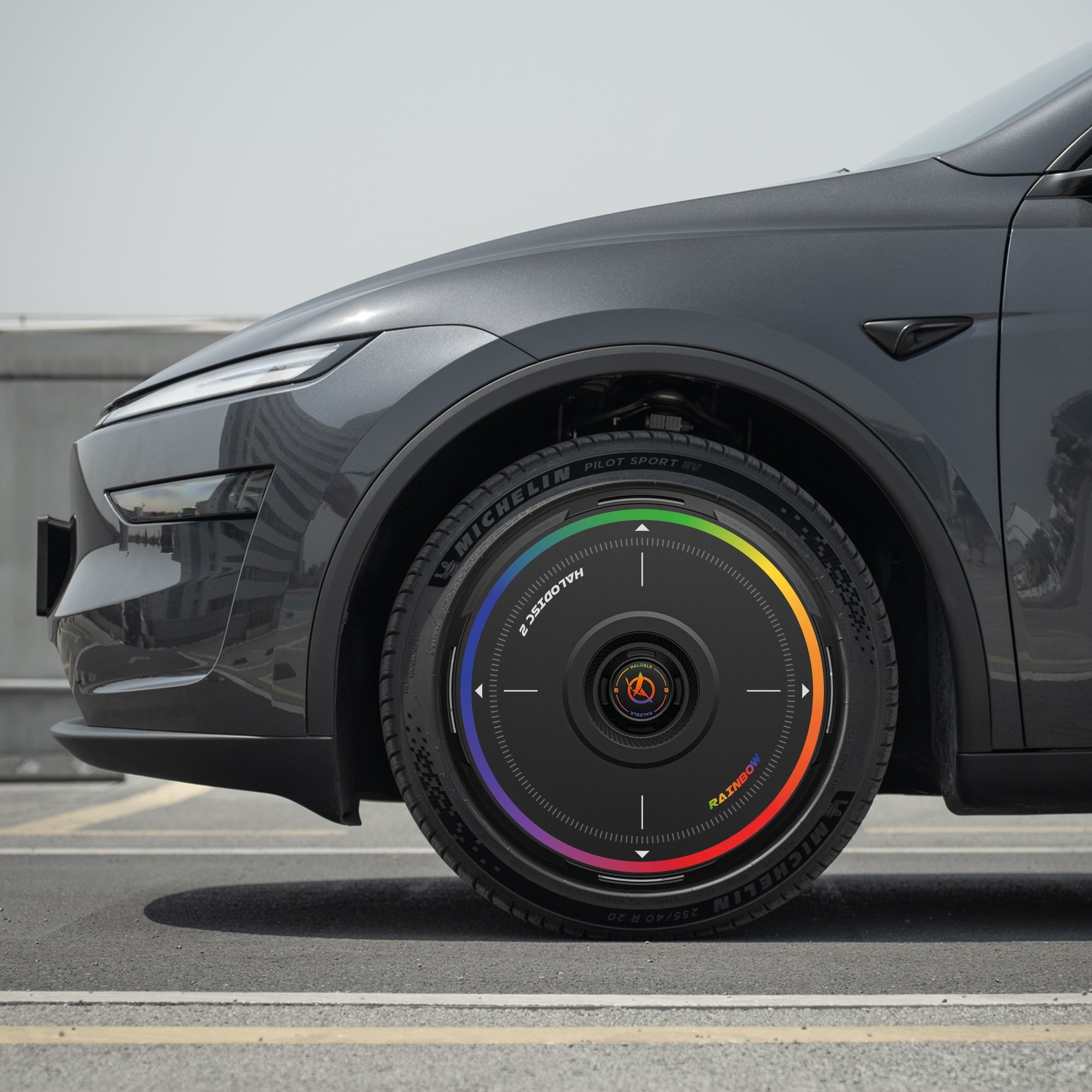 HALODISC 2 Wheel Covers for Tesla Model Y Juniper 20" Helix 2.0 Wheels丨Rainbow Road