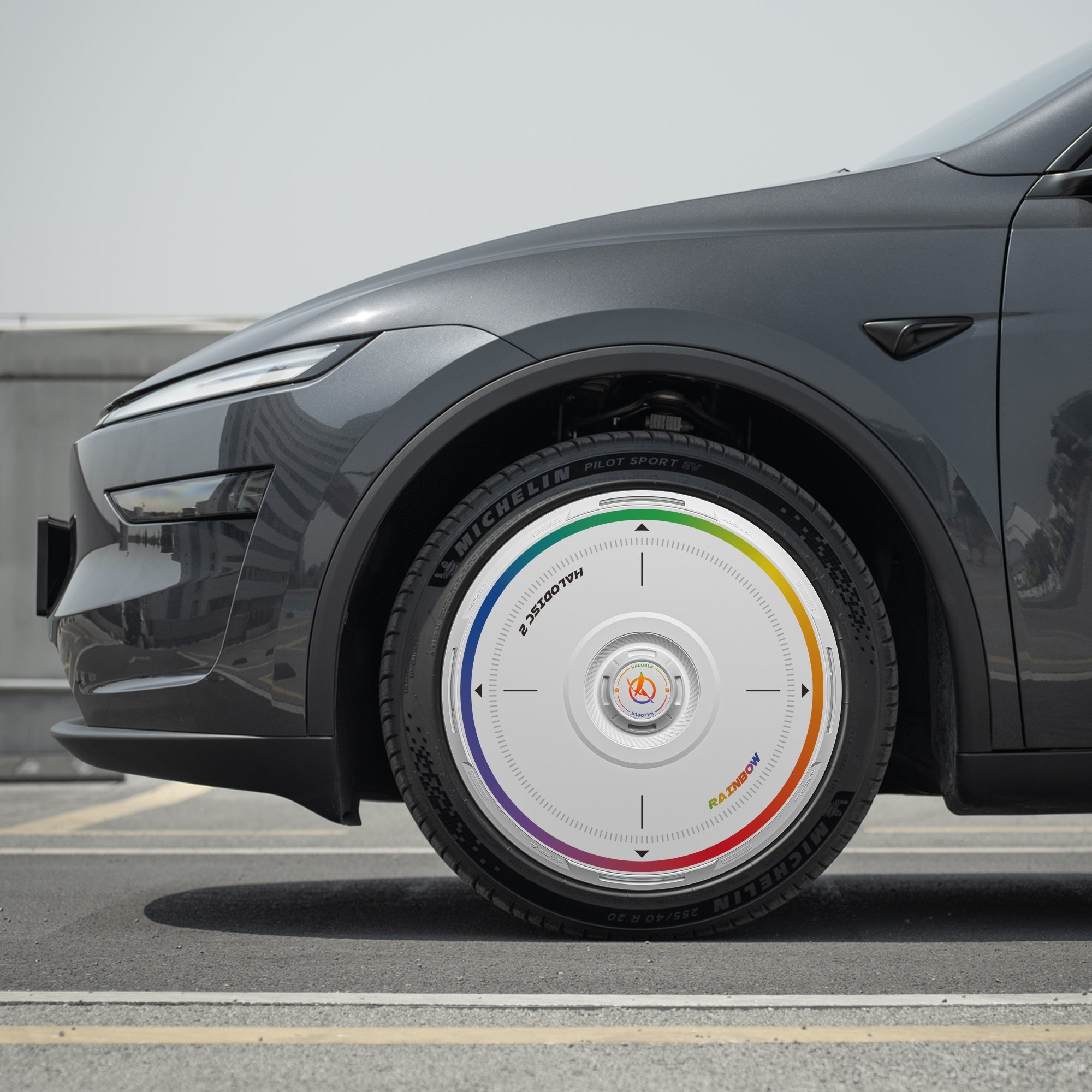 HALODISC 2 Wheel Covers for Tesla Model Y Juniper 19" Crossflow Wheels丨Rainbow Road