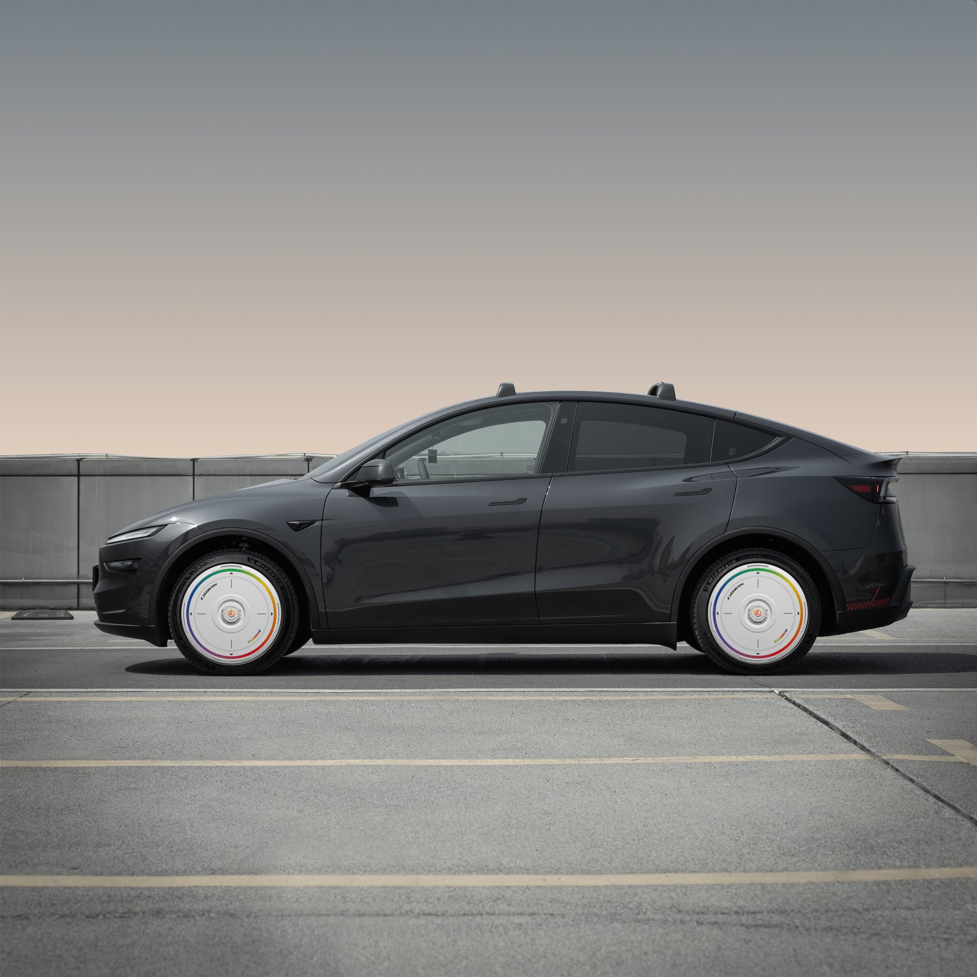 HALODISC 2 Wheel Covers for Tesla Model Y Juniper 19" Crossflow Wheels丨Rainbow Road