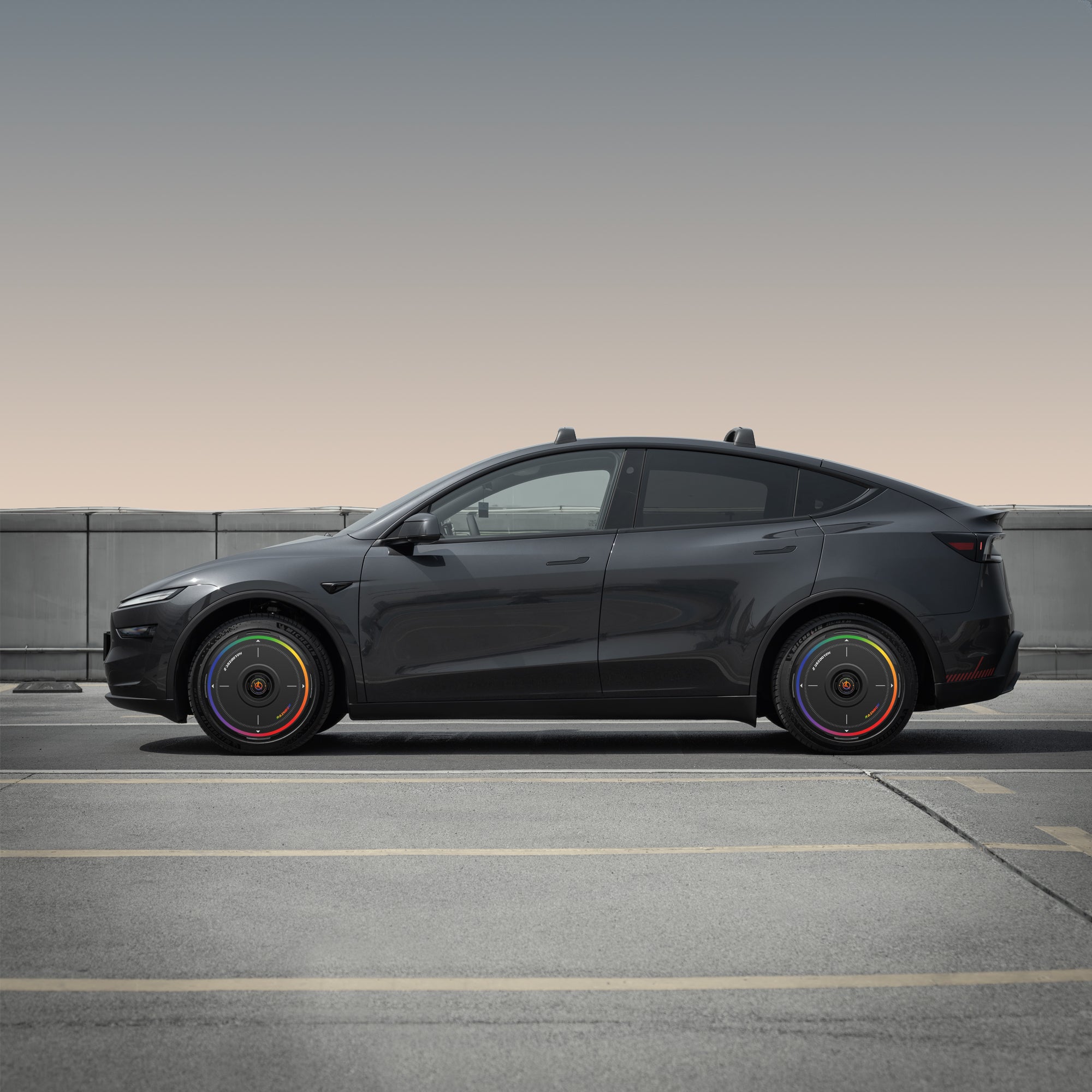 HALODISC 2 Wheel Covers for Tesla Model Y Juniper 19" Crossflow Wheels丨Rainbow Road