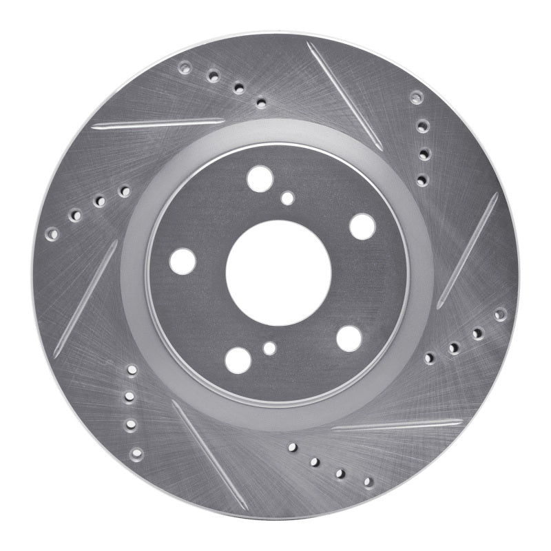 R1 21-25 Tesla Model S Front Right Drilled & Slotted Silver Brake Rotor