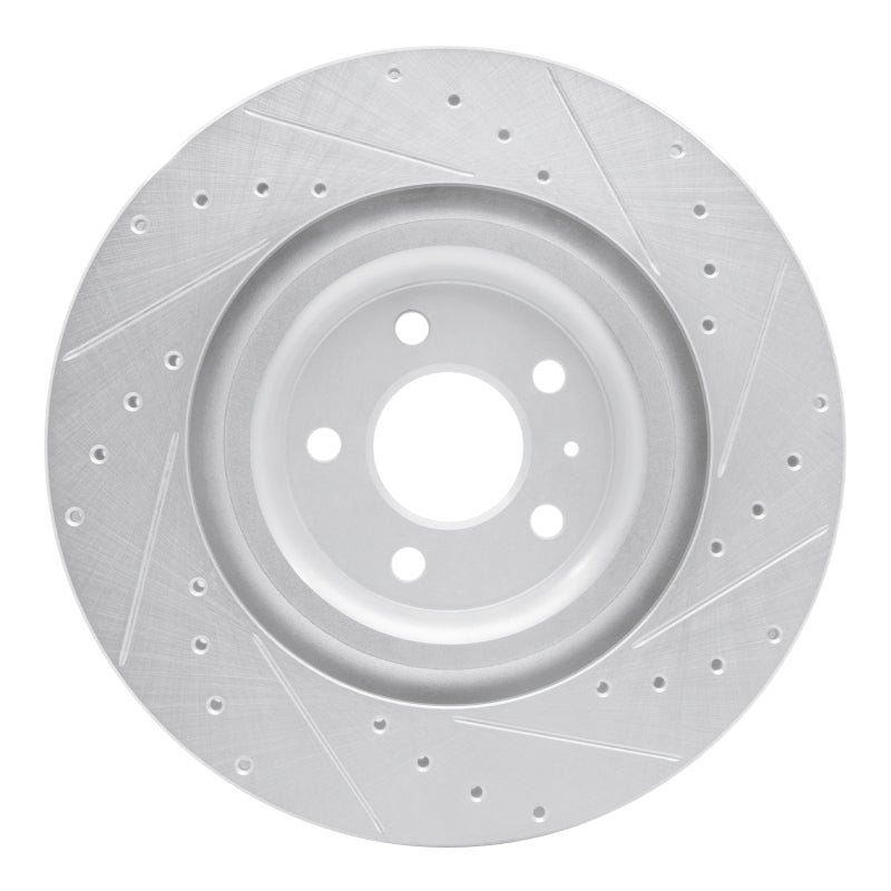 R1 17-25 Audi e-Tron S Rear Left Drilled & Slotted Silver Brake Rotor