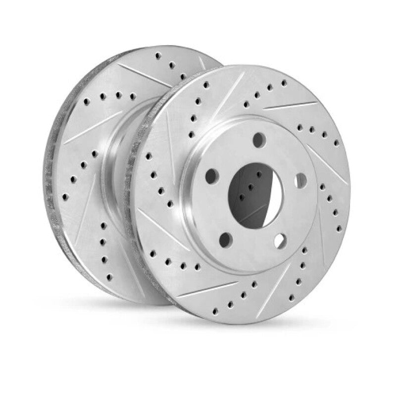 R1 19-25 Audi RS e-Tron GT Rear Right Drilled & Slotted Silver Brake Rotor