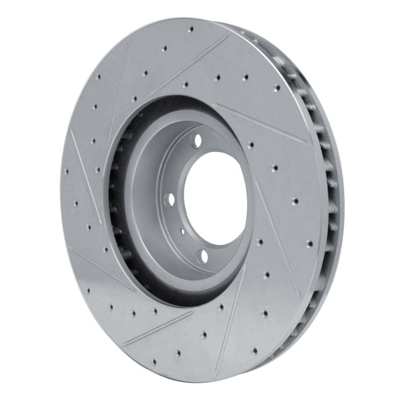 R1 10-24 Audi RS e-Tron GT Right Front Drilled & Slotted Silver Brake Rotor