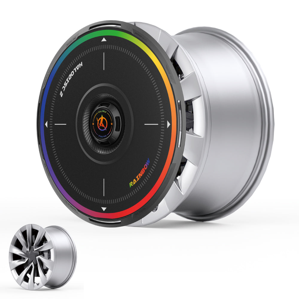 HALODISC 2 Wheel Covers for Tesla Model Y Juniper 20" Helix 2.0 Wheels丨Rainbow Road