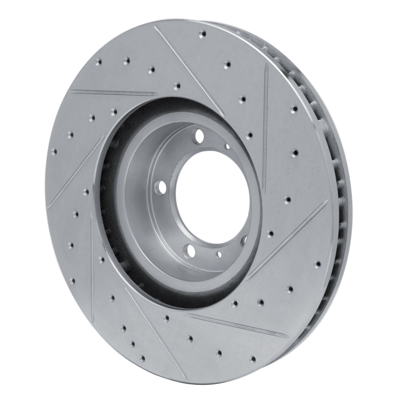 R1 10-24 Audi RS e-Tron GT Left Front Drilled & Slotted Silver Brake Rotor