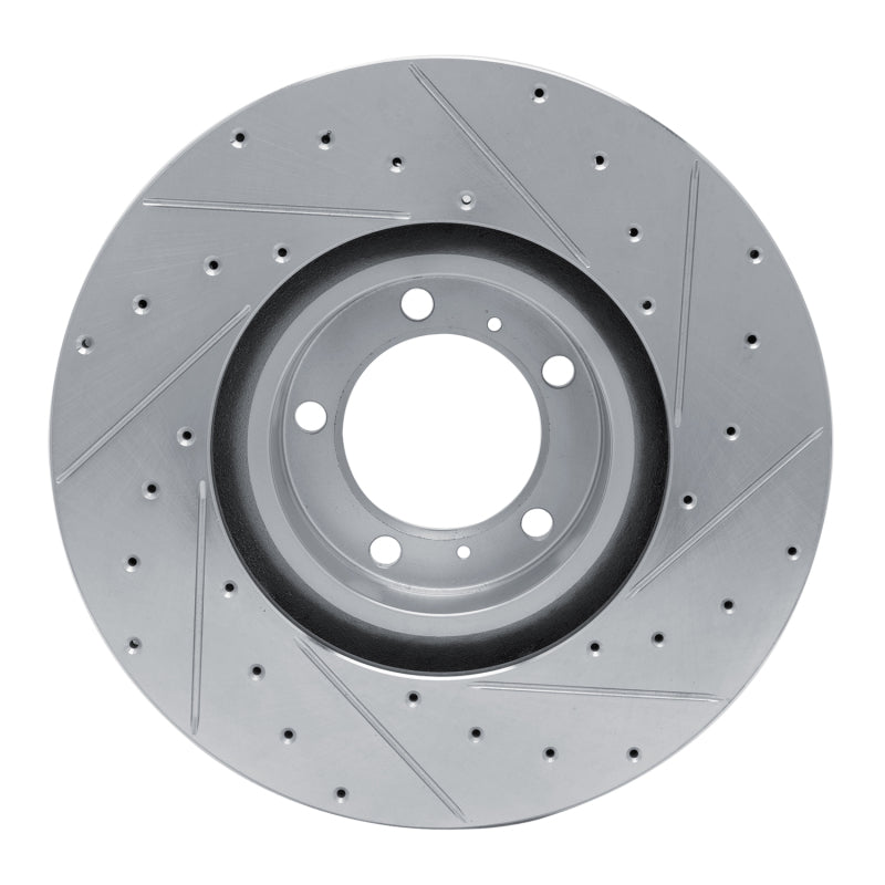 R1 10-24 Audi RS e-Tron GT Left Front Drilled & Slotted Silver Brake Rotor