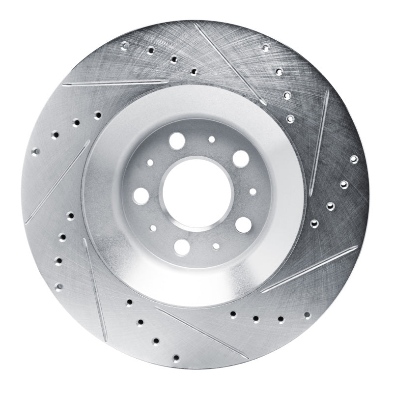 R1 20-25 Tesla Model Y Rear Left Drilled & Slotted Silver Brake Rotor