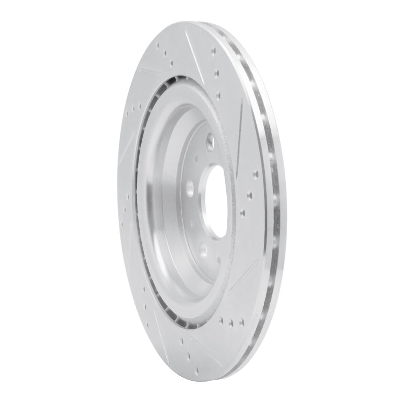 R1 17-25 Tesla Model 3 Rear Left Drilled & Slotted Silver Brake Rotor
