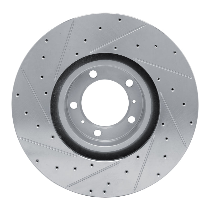 R1 10-24 Audi RS e-Tron GT Right Front Drilled & Slotted Silver Brake Rotor