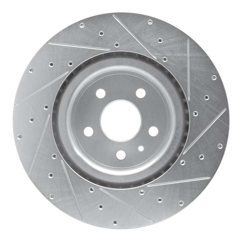 R1 12-21 Tesla Model S Front Left Drilled & Slotted Silver Brake Rotor