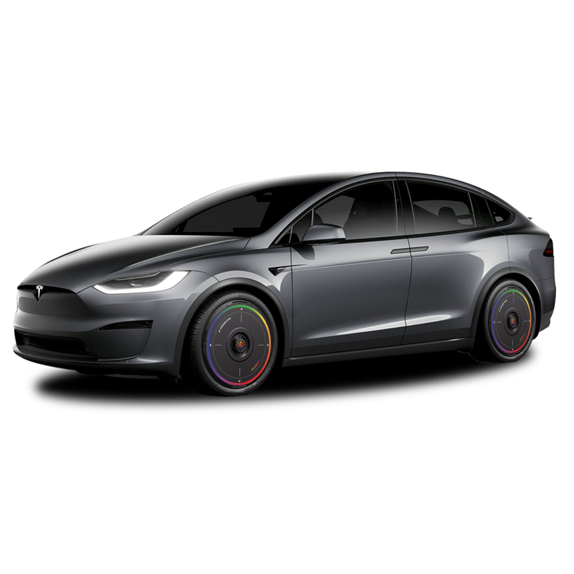 HALODISC 2 Wheel Covers for Tesla Model X 2021-2025 20" Perihelix Wheels丨Rainbow Road
