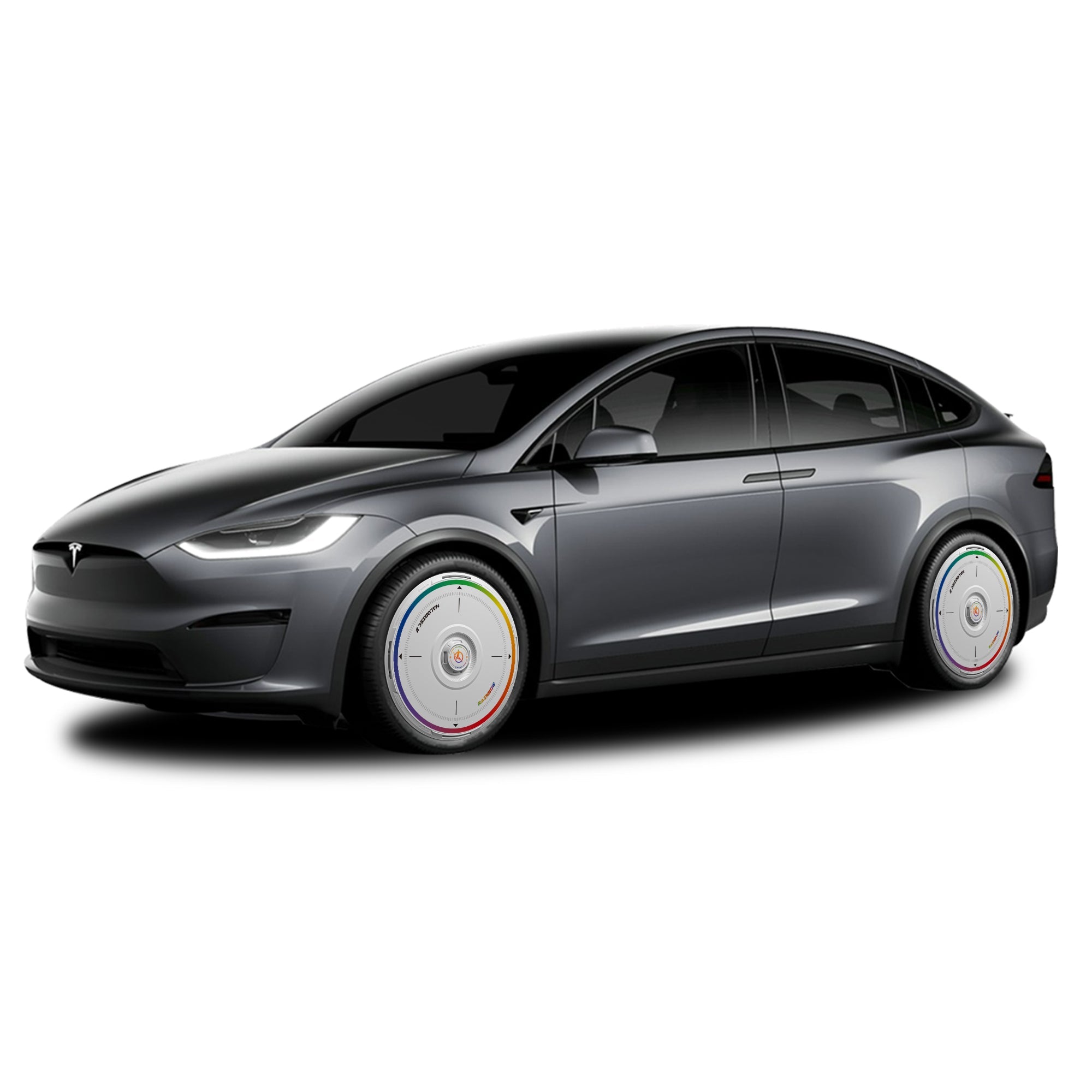 HALODISC 2 Wheel Covers for Tesla Model X 2021-2025 20" Cyberstream Wheels丨Rainbow Road