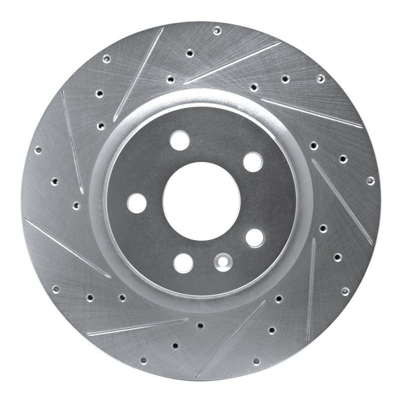 R1 12-21 Tesla Model S Front Left Drilled & Slotted Silver Brake Rotor